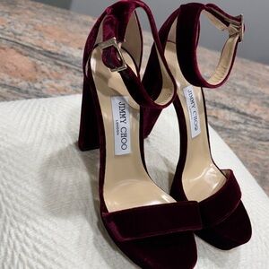 Jimmy Choo Burgundy Velvet Heels